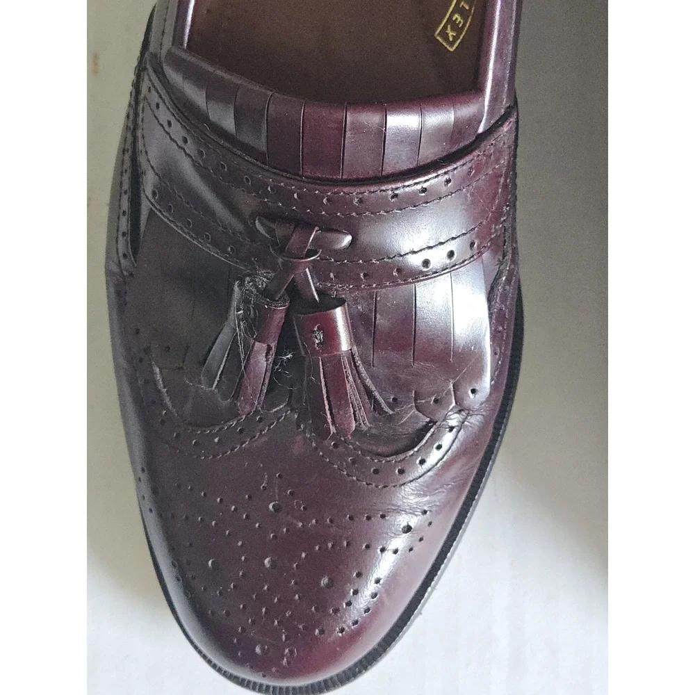 Bostonian Classics Mens Loafers Sz 7.5 Burgundy Leather First Flex Vibram Kiltie